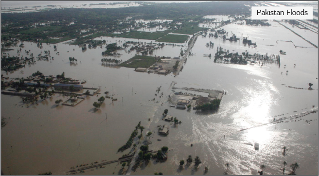 Picture showing an aerial view of Pakistan floods